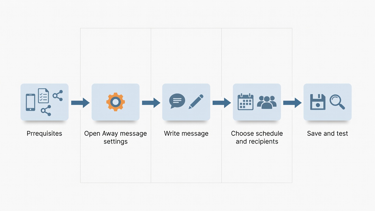 Five-step process for configuring and testing a WhatsApp Business away message