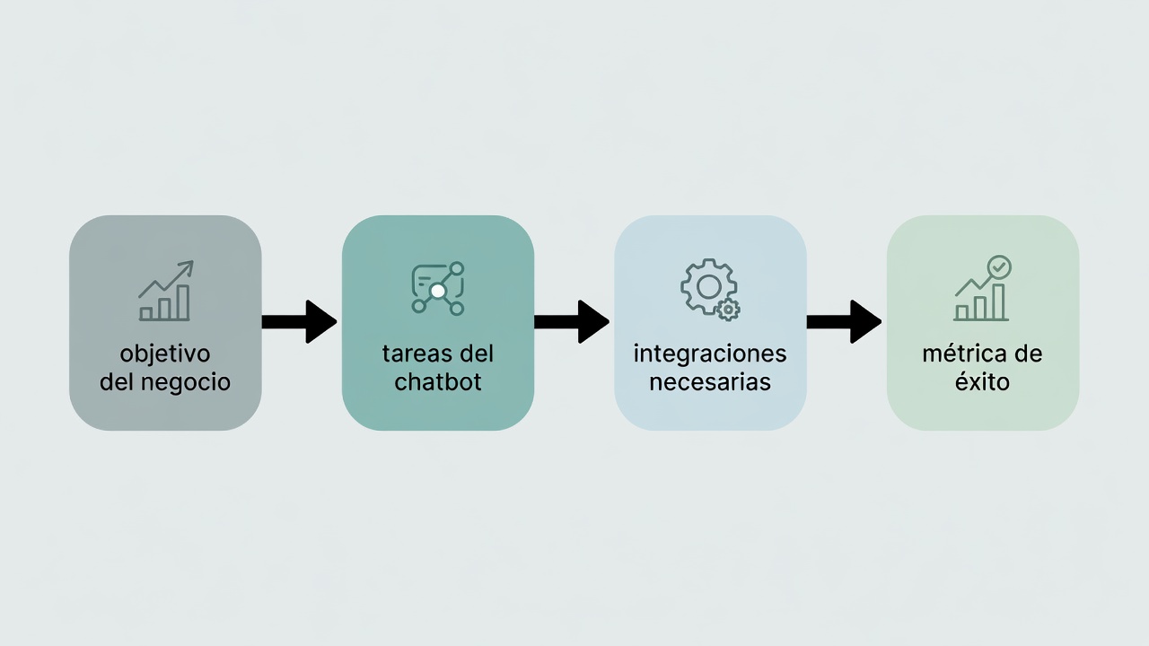 Diagrama del proceso para definir requisitos de un chatbot de WhatsApp.