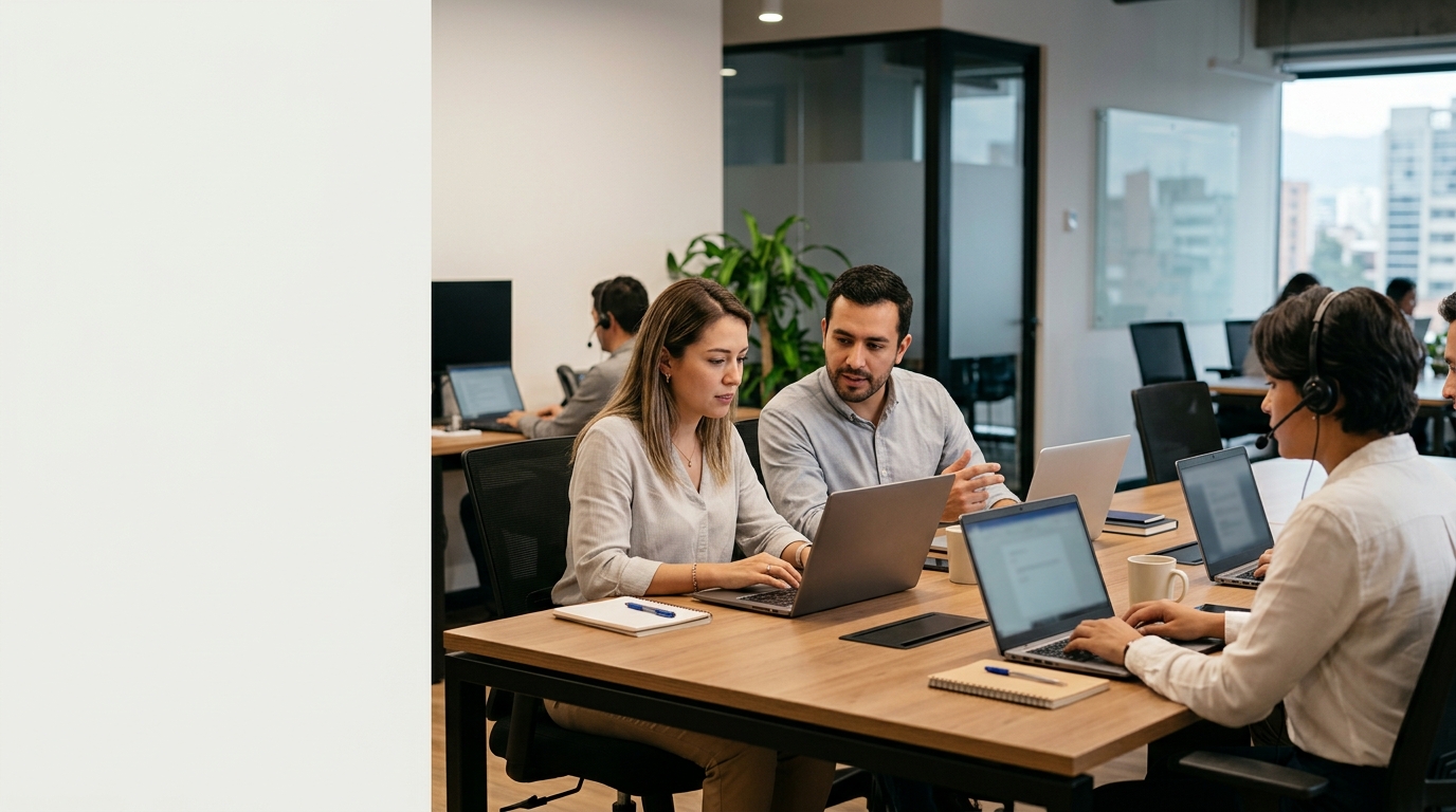 Equipo de soporte de una pyme gestionando consultas de clientes por WhatsApp