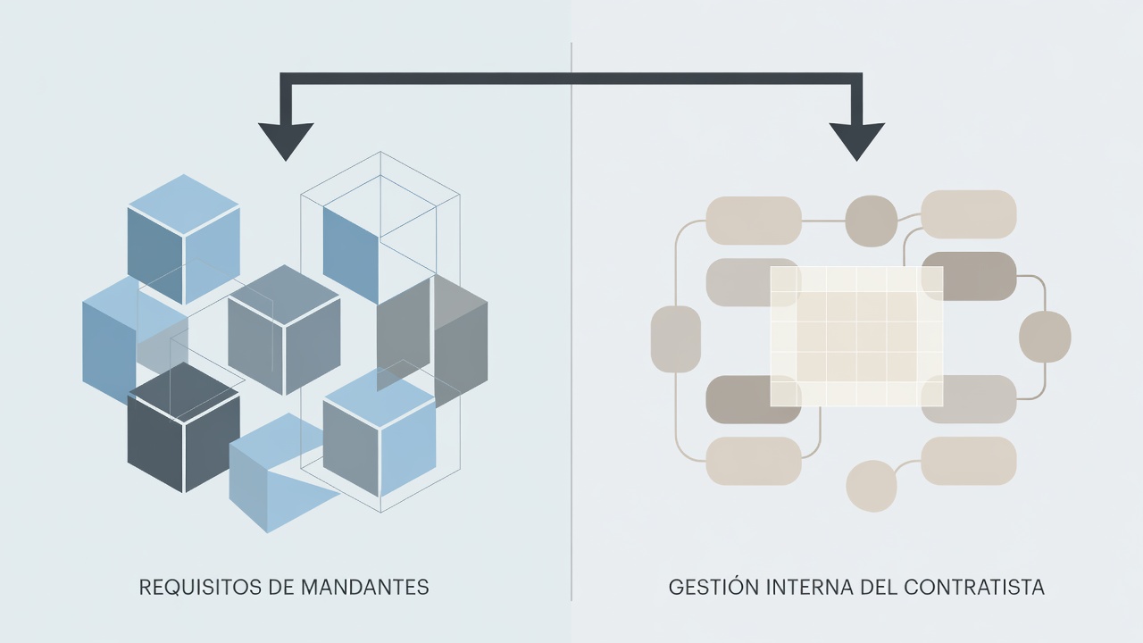 Comparación conceptual entre plataformas externas de mandantes y control documental del contratista.