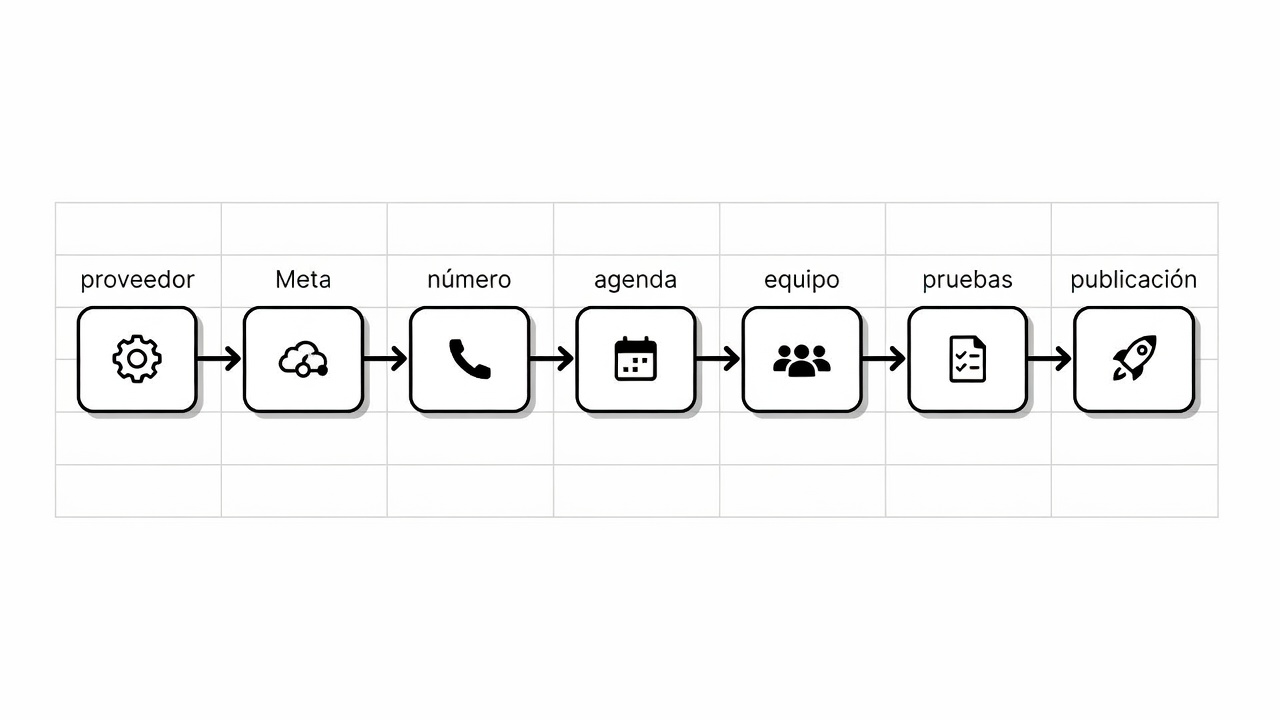 Proceso de configuración de un chatbot oficial de WhatsApp para reservas.
