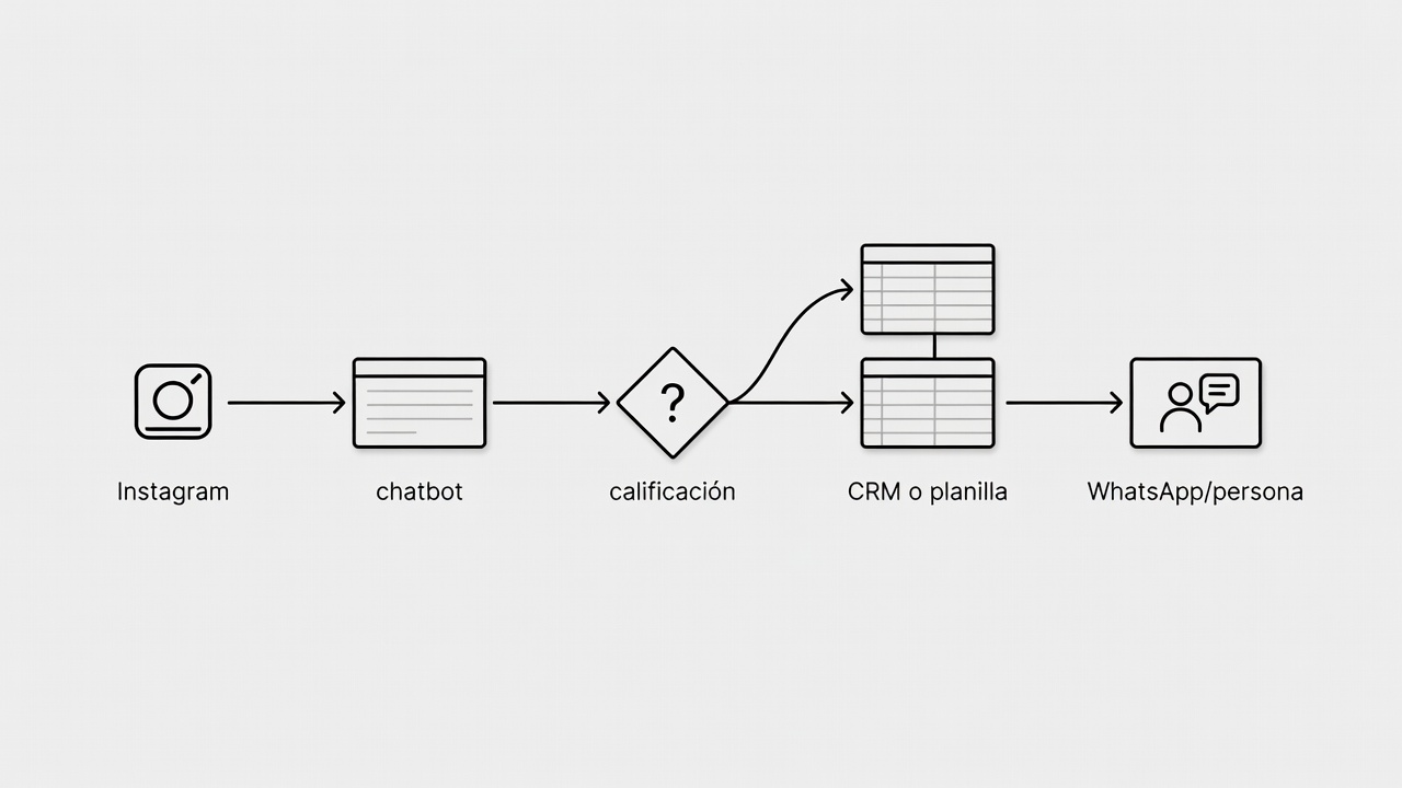 Diagrama de flujo de un chatbot de Instagram que captura y deriva leads.