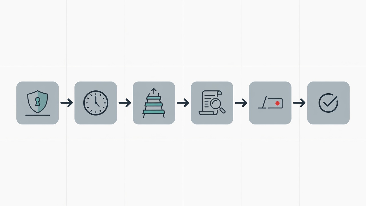 Checklist visual de controles para lanzar automatización de cobranza por WhatsApp.