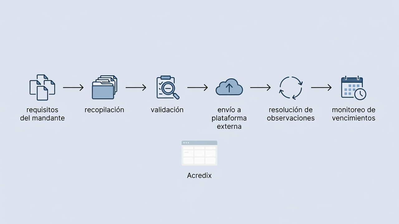 Proceso de acreditación documental de contratistas salmoneros, desde la recopilación hasta el control de vencimientos.