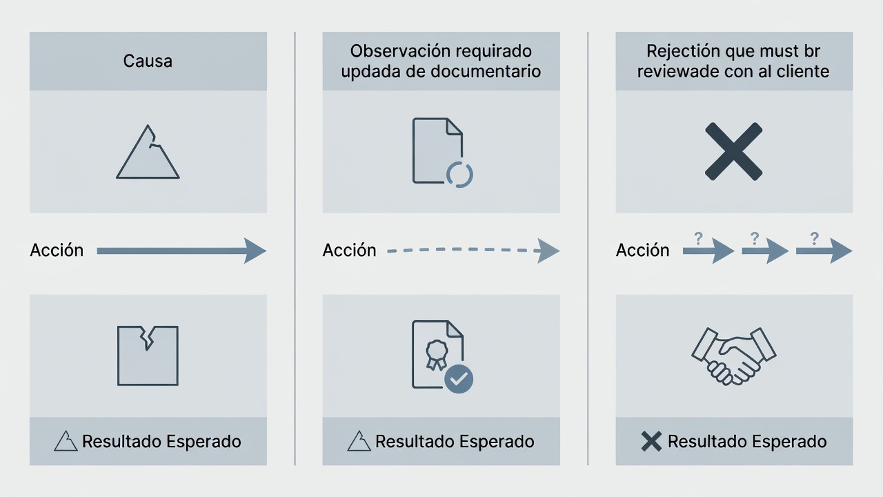 Comparación de tipos de observaciones en una plataforma externa de acreditación y sus acciones correctivas.