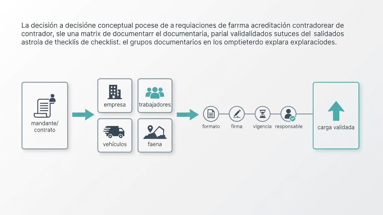 Diagrama del mapeo de requisitos de acreditación HP Office para una empresa contratista salmonera.