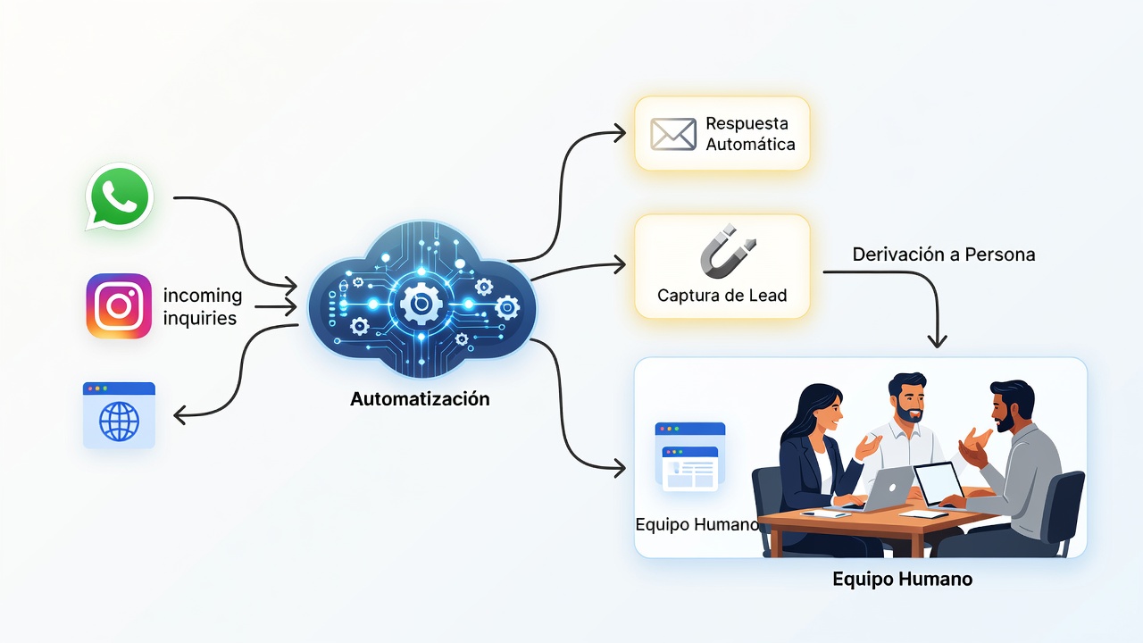 Flujo conceptual de atención de una pyme mediante chatbot y agente humano.