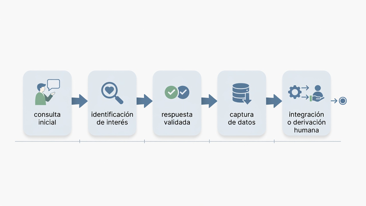 Flujo de atención de un postulante universitario desde la consulta inicial hasta la derivación a admisiones.