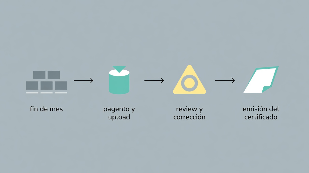 Secuencia mensual de preparación, carga, revisión y emisión de una certificación laboral y previsional.