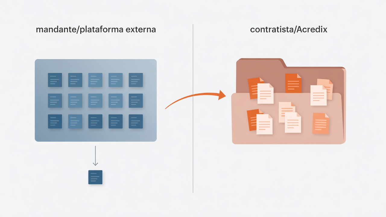 Comparación entre la plataforma de acreditación del mandante y la gestión documental del contratista con Acredix.